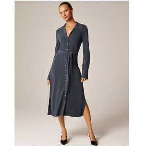 Midi shirt-dress in matte jersey